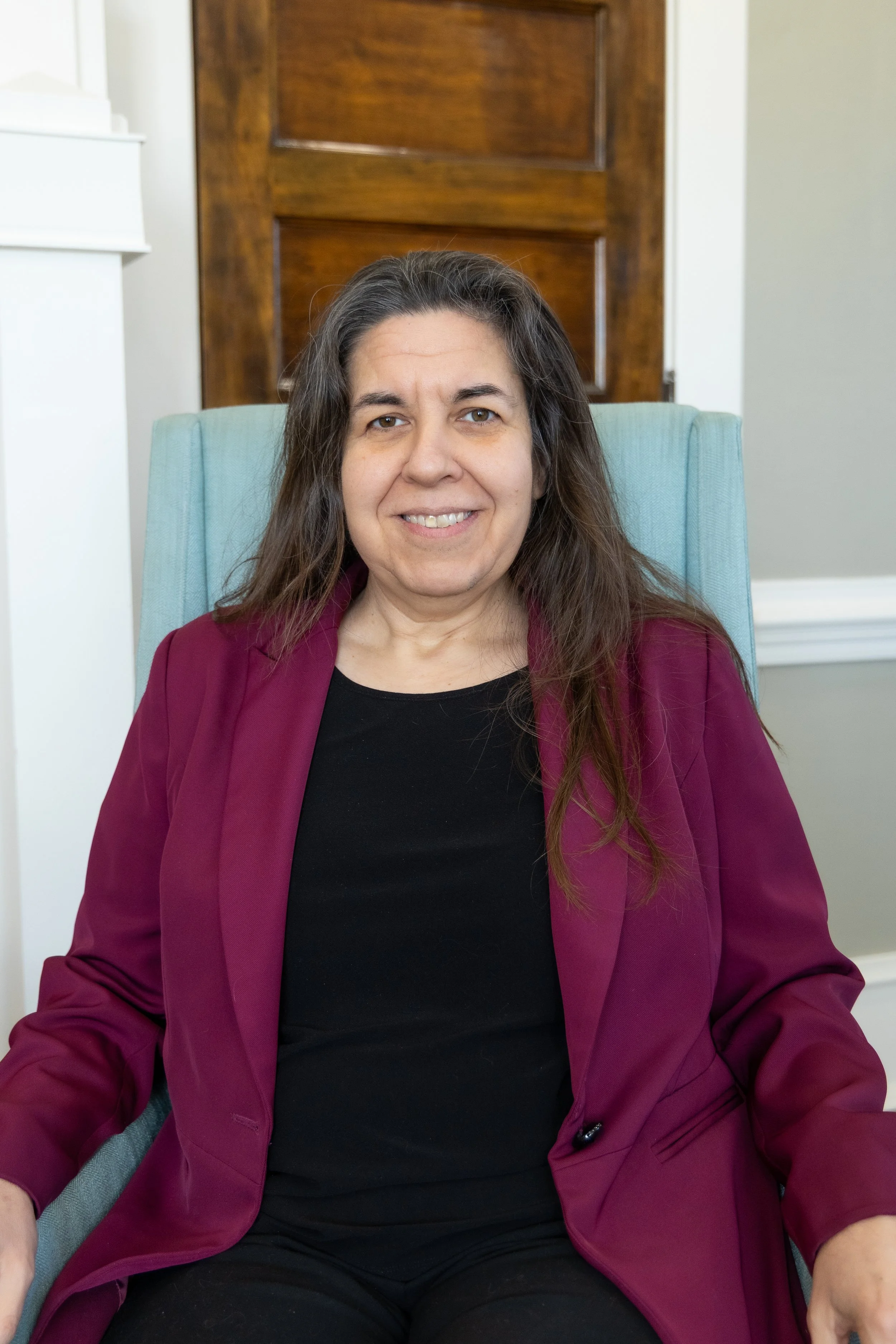 AU provost Maggy Tomova at her Boykin-Wright office. (photo by Lydia Williams) 