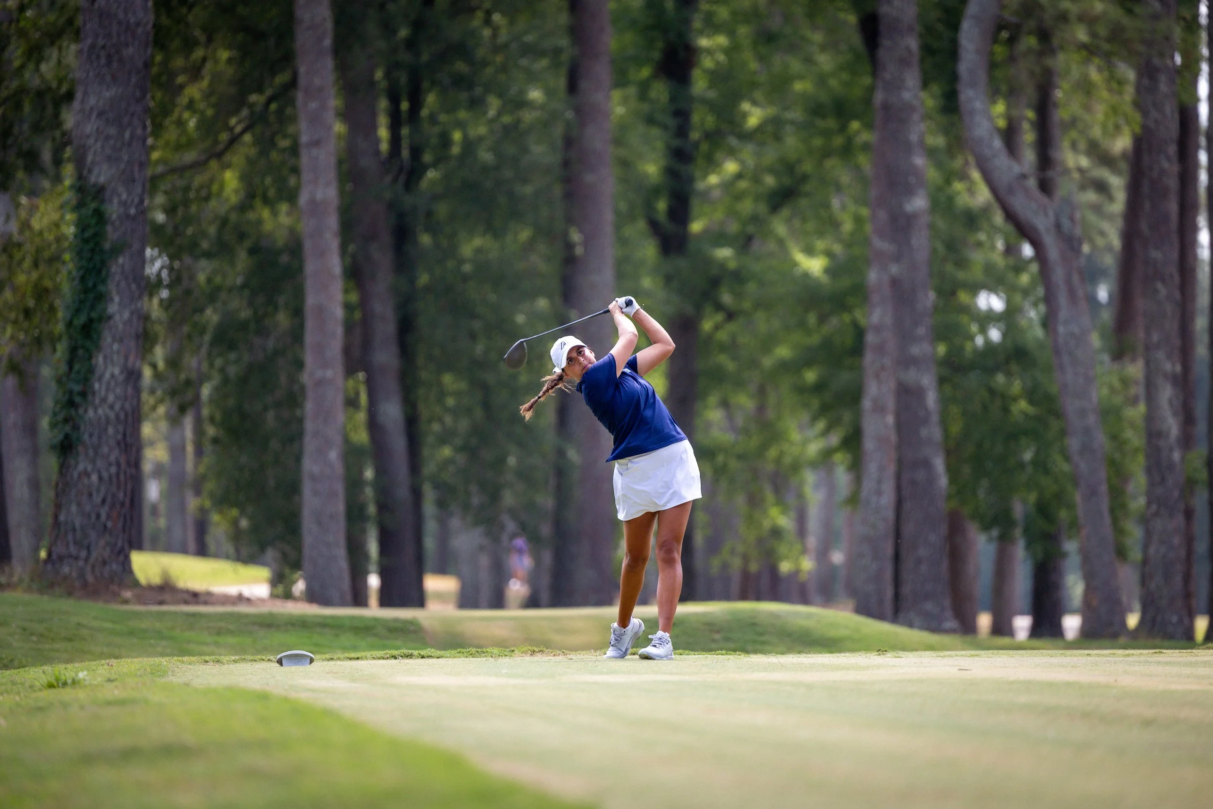  Luciana Reis tees off during round two of the Lady Paladin Invitational. Reis shot a 1-over-par 73 in the second round of her first collegiate tournament. 