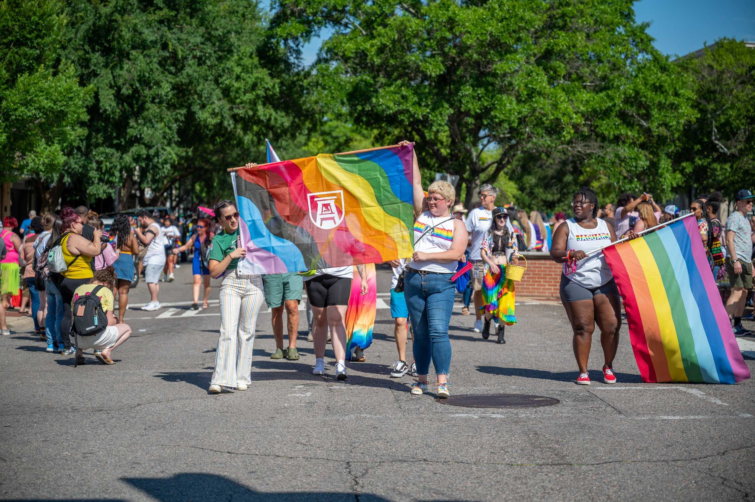  AU students take part in the parade during the Augusta Pride Festival on Broad Street in downtown Augusta. (photo by Michael Holahan, DCM) 