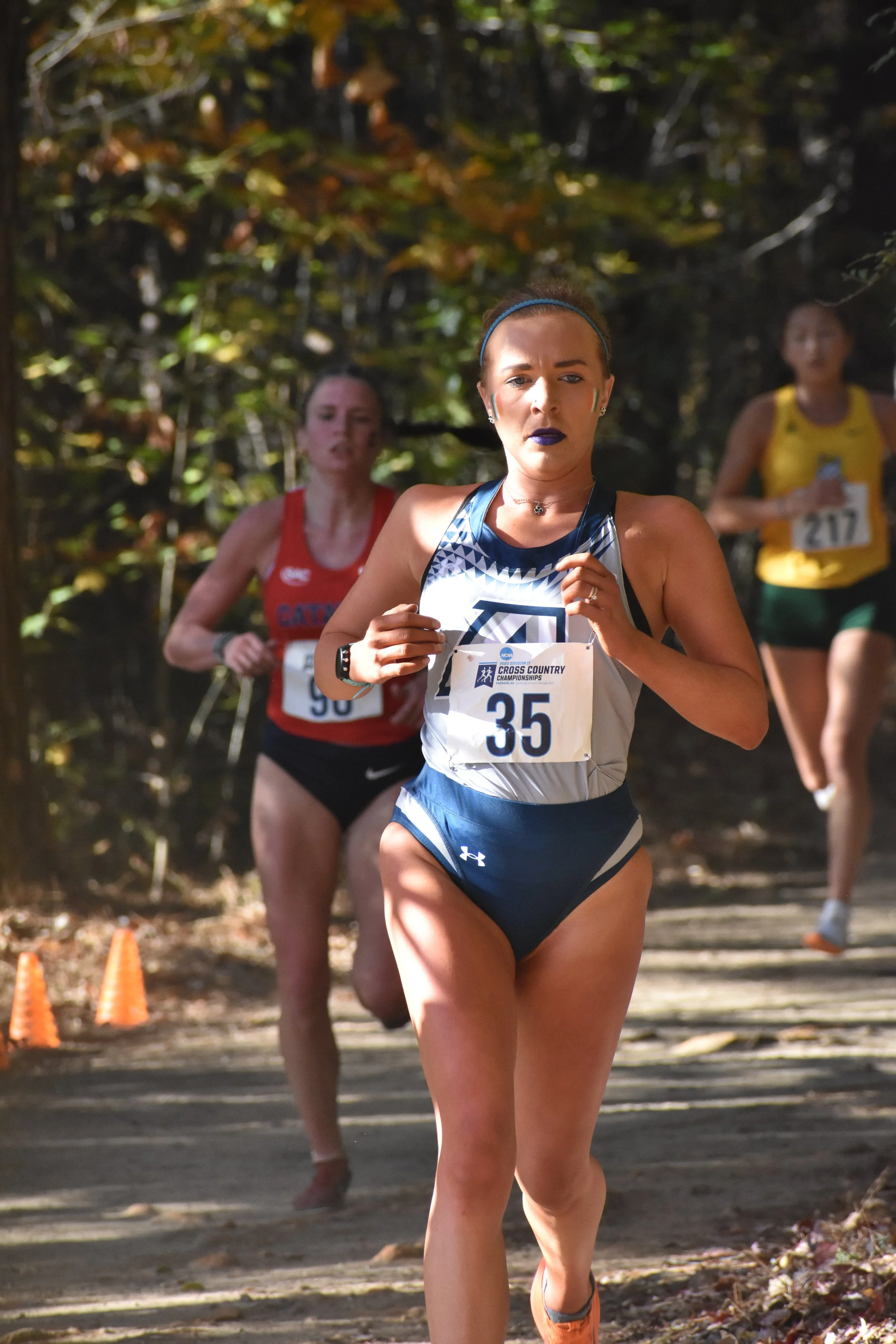  The Jaguars’ Cassie Lagan closed out her career with a 45-place finish in the NCAA Division II Southeast Regional at North Georgia. (photo by Cameron Watson) 