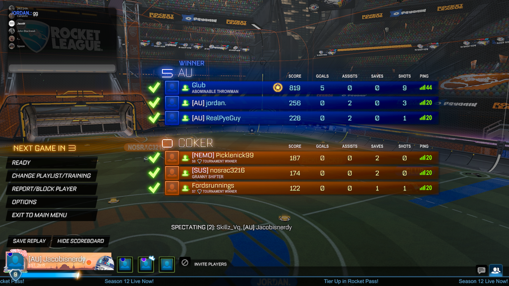 The AU Rocket League team is off to a hot start, winning its first four matches. Rocket League is game like soccer, except it is played with cars. At the top of the page, an RL player positions his car. (photos by Noah Bowers) 
