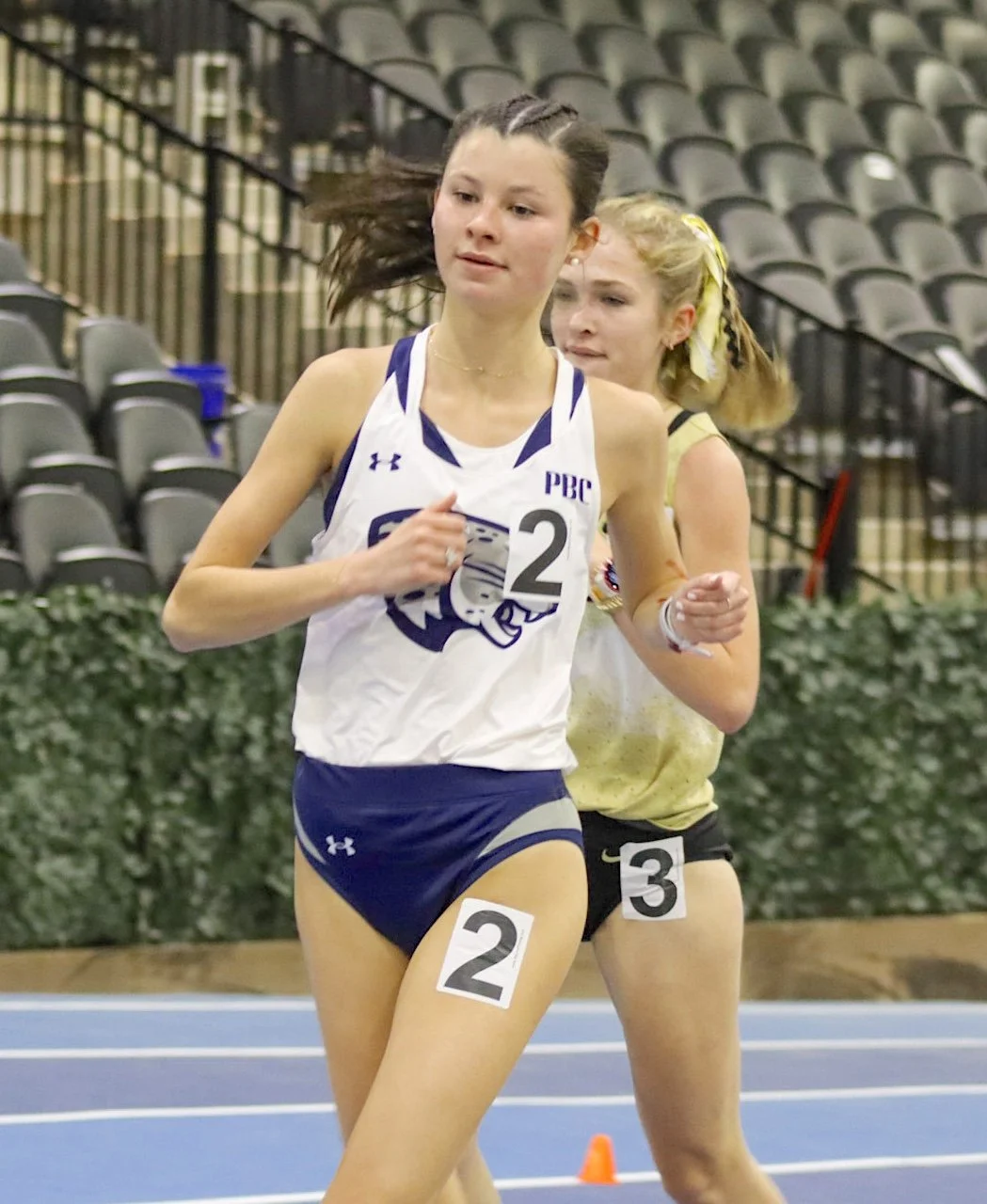  Jourdain (2) takes first place in the 5,000 meters at the Tryon Winter Classic (photo by Anna Biondolillo/the Bell Ringer) 