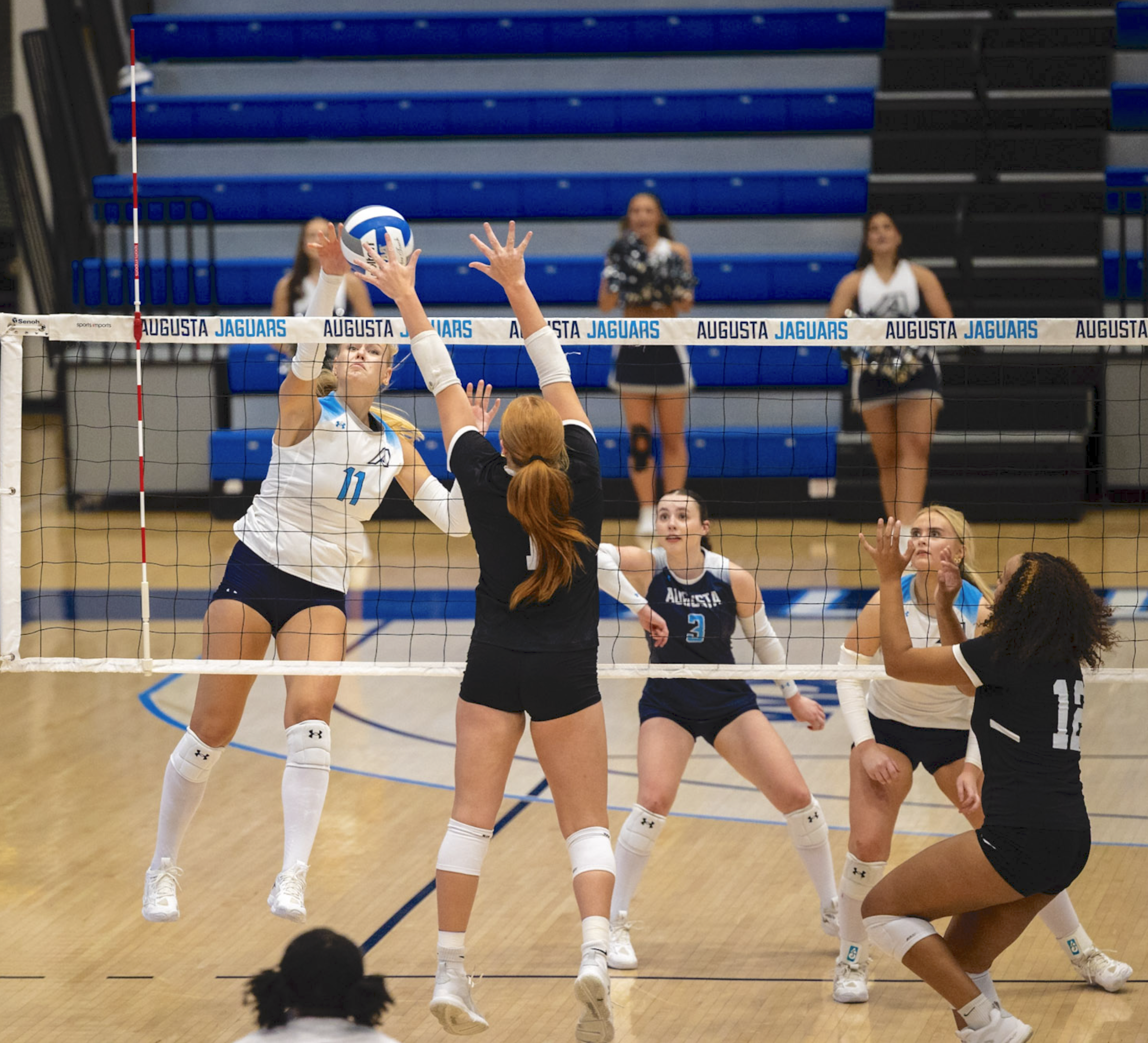  Sofia Snitsarevych gets one of her nine kills the Jaguars’ straight-sets win over Middle Georgia. (photo by Rodrigo Burgos Avila/the Bell Ringer) 