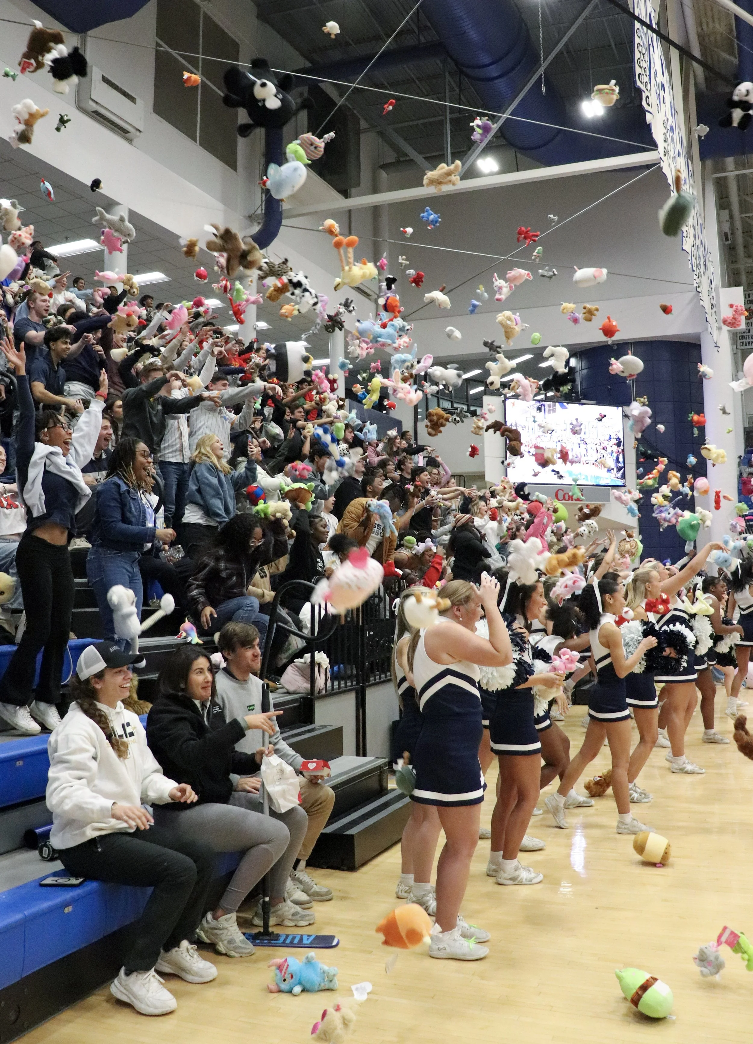  AU fans dumped 2,378 stuff toys on Stuff the Stadium Night at Christenberry Fieldhouse. According to AU Athletics, that was a record for stuff toys collected at the annual event. (photo by Lara Shayeb/the Bell Ringer) 
