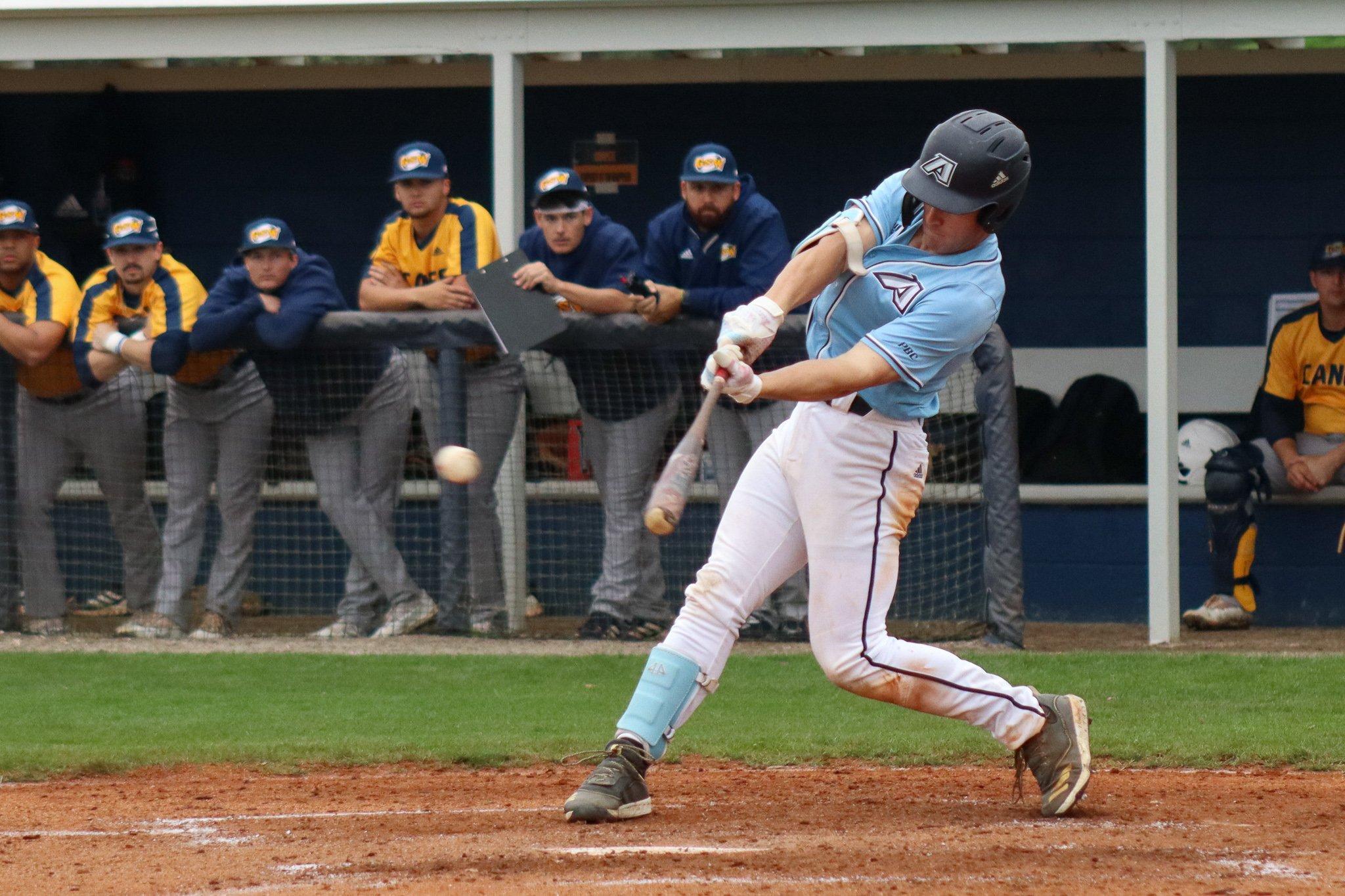  Pat Galvin gets a hit for the Jaguars. Galvin went 3 for 4 in the 19-hit victory over the Hurricanes. (photo by Madison Keel) 
