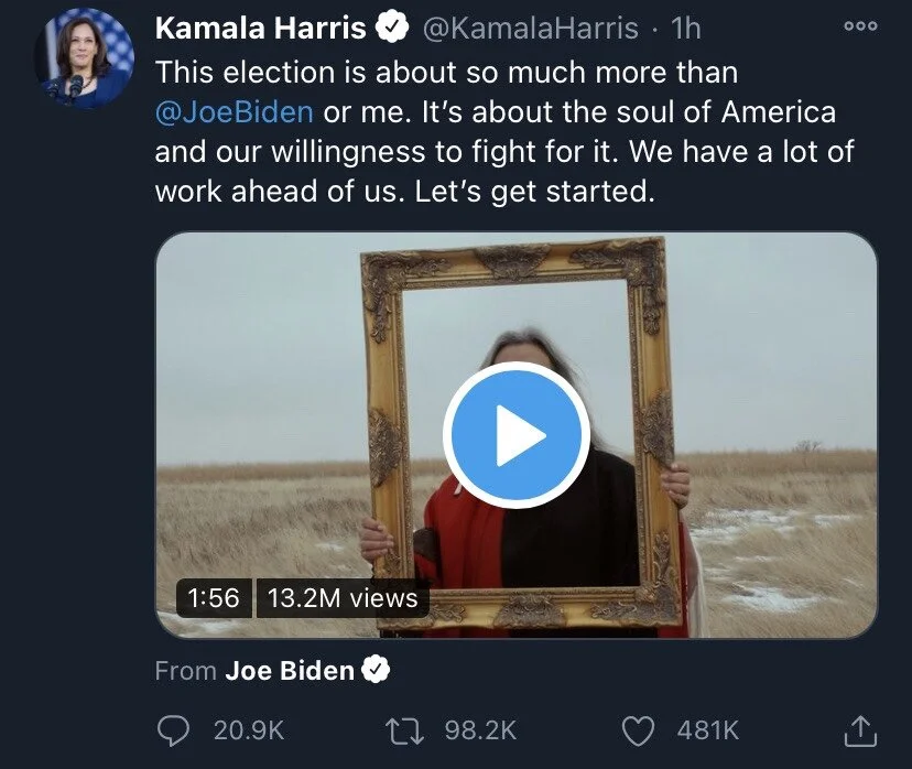   Harris tweeted her supporters after Biden becoming president elect.  