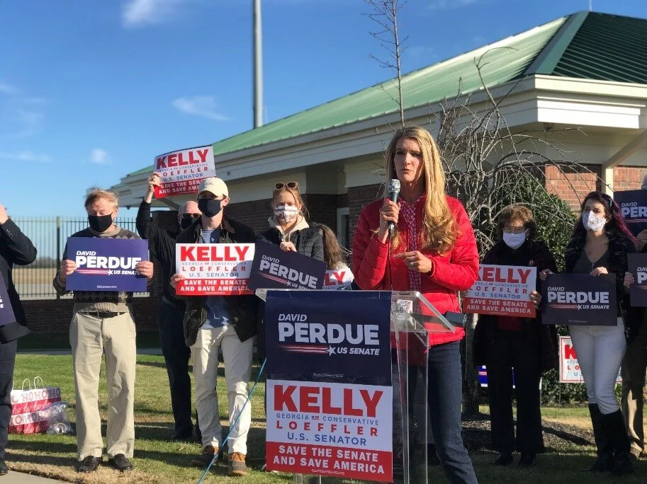  Sen. Loeffler spoke and answered questions from the press at Augusta Regional Airport at Bush Field Monday, Jan. 4, 2021.  (photo by Rakiyah Lenon)  